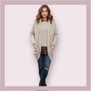 Tommy Hilfiger Athluxe Sparkle Cream Open Front Jacket Size S/P